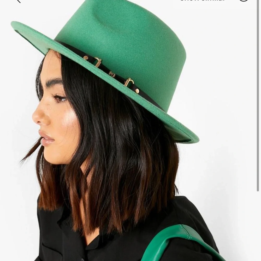 New Inventory 🔥Boohoo Basic Green Ribbon Taped Fedora🔥 - Picture 4 of 5